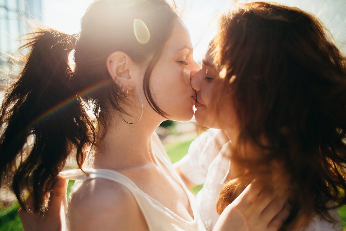 Silk satin lesbians making passionately fan image